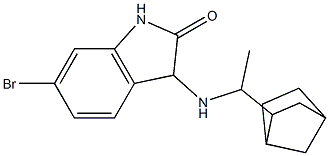 3-[(1-{bicyclo[2.2.1]heptan-2-yl}ethyl)amino]-6-bromo-2,3-dihydro-1H-indol-2-one Struktur