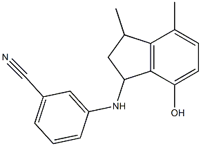 3-[(7-hydroxy-3,4-dimethyl-2,3-dihydro-1H-inden-1-yl)amino]benzonitrile Struktur