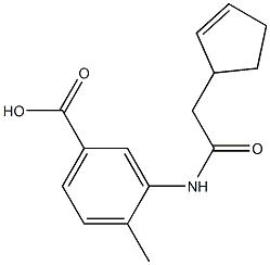 3-[(cyclopent-2-en-1-ylacetyl)amino]-4-methylbenzoic acid Struktur