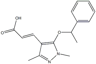 3-[1,3-dimethyl-5-(1-phenylethoxy)-1H-pyrazol-4-yl]prop-2-enoic acid Struktur