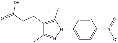 3-[3,5-dimethyl-1-(4-nitrophenyl)-1H-pyrazol-4-yl]propanoic acid Struktur