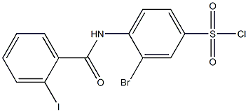 3-bromo-4-[(2-iodobenzene)amido]benzene-1-sulfonyl chloride Struktur