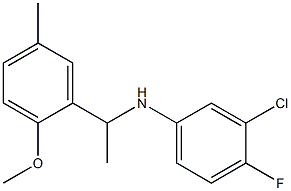 3-chloro-4-fluoro-N-[1-(2-methoxy-5-methylphenyl)ethyl]aniline Struktur