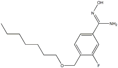 3-fluoro-4-[(heptyloxy)methyl]-N'-hydroxybenzene-1-carboximidamide Struktur