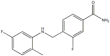 3-fluoro-4-{[(5-fluoro-2-methylphenyl)amino]methyl}benzamide Struktur