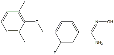 4-(2,6-dimethylphenoxymethyl)-3-fluoro-N'-hydroxybenzene-1-carboximidamide Struktur