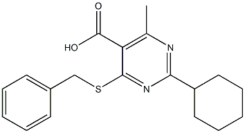 4-(benzylthio)-2-cyclohexyl-6-methylpyrimidine-5-carboxylic acid Struktur