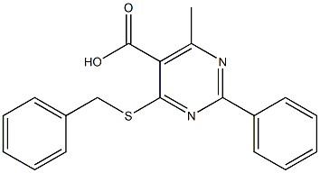 4-(benzylthio)-6-methyl-2-phenylpyrimidine-5-carboxylic acid Struktur