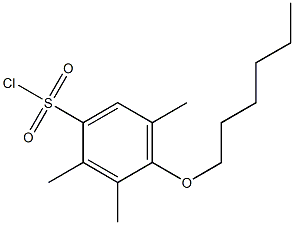 4-(hexyloxy)-2,3,5-trimethylbenzene-1-sulfonyl chloride Struktur