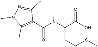 4-(methylsulfanyl)-2-[(1,3,5-trimethyl-1H-pyrazol-4-yl)formamido]butanoic acid Struktur