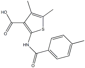 4,5-dimethyl-2-[(4-methylbenzoyl)amino]thiophene-3-carboxylic acid Struktur