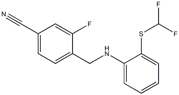 4-[({2-[(difluoromethyl)sulfanyl]phenyl}amino)methyl]-3-fluorobenzonitrile Struktur