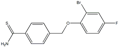 4-[(2-bromo-4-fluorophenoxy)methyl]benzenecarbothioamide Struktur