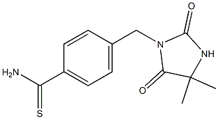 4-[(4,4-dimethyl-2,5-dioxoimidazolidin-1-yl)methyl]benzenecarbothioamide Struktur