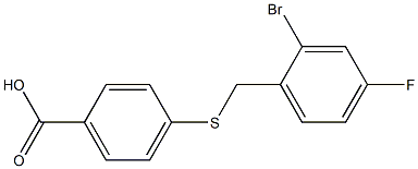 4-{[(2-bromo-4-fluorophenyl)methyl]sulfanyl}benzoic acid Struktur