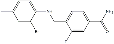 4-{[(2-bromo-4-methylphenyl)amino]methyl}-3-fluorobenzamide Struktur