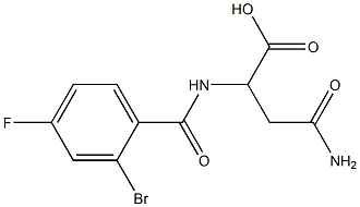 4-amino-2-[(2-bromo-4-fluorobenzoyl)amino]-4-oxobutanoic acid Struktur