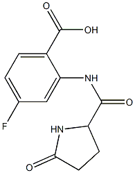 4-fluoro-2-{[(5-oxopyrrolidin-2-yl)carbonyl]amino}benzoic acid Struktur