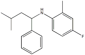 4-fluoro-2-methyl-N-(3-methyl-1-phenylbutyl)aniline Struktur