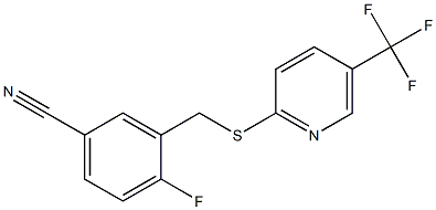 4-fluoro-3-({[5-(trifluoromethyl)pyridin-2-yl]sulfanyl}methyl)benzonitrile Struktur