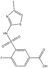 4-fluoro-3-[(4-methyl-1,3-thiazol-2-yl)sulfamoyl]benzoic acid Struktur