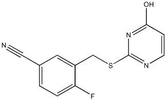 4-fluoro-3-{[(4-hydroxypyrimidin-2-yl)sulfanyl]methyl}benzonitrile Struktur