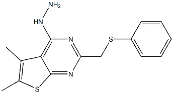 4-hydrazino-5,6-dimethyl-2-[(phenylthio)methyl]thieno[2,3-d]pyrimidine Struktur