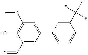 4-hydroxy-5-methoxy-3'-(trifluoromethyl)-1,1'-biphenyl-3-carbaldehyde Struktur