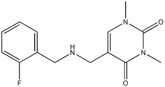 5-({[(2-fluorophenyl)methyl]amino}methyl)-1,3-dimethyl-1,2,3,4-tetrahydropyrimidine-2,4-dione Struktur