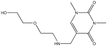 5-({[2-(2-hydroxyethoxy)ethyl]amino}methyl)-1,3-dimethyl-1,2,3,4-tetrahydropyrimidine-2,4-dione Struktur