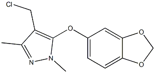 5-(2H-1,3-benzodioxol-5-yloxy)-4-(chloromethyl)-1,3-dimethyl-1H-pyrazole Struktur