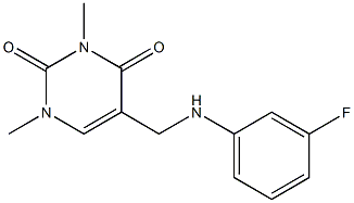 5-{[(3-fluorophenyl)amino]methyl}-1,3-dimethyl-1,2,3,4-tetrahydropyrimidine-2,4-dione Struktur