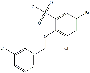 5-bromo-3-chloro-2-[(3-chlorophenyl)methoxy]benzene-1-sulfonyl chloride Struktur