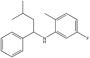 5-fluoro-2-methyl-N-(3-methyl-1-phenylbutyl)aniline Struktur