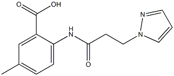 5-methyl-2-[3-(1H-pyrazol-1-yl)propanamido]benzoic acid Struktur