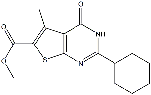 methyl 2-cyclohexyl-5-methyl-4-oxo-3H,4H-thieno[2,3-d]pyrimidine-6-carboxylate Struktur