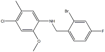 N-[(2-bromo-4-fluorophenyl)methyl]-4-chloro-2-methoxy-5-methylaniline Struktur