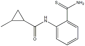 N-[2-(aminocarbonothioyl)phenyl]-2-methylcyclopropanecarboxamide Struktur