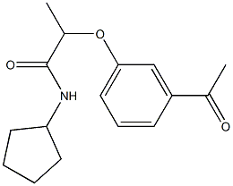 N-cyclopentyl-2-(3-acetylphenoxy)propanamide Struktur