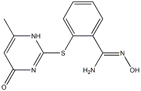 N'-hydroxy-2-[(6-methyl-4-oxo-1,4-dihydropyrimidin-2-yl)sulfanyl]benzene-1-carboximidamide Struktur