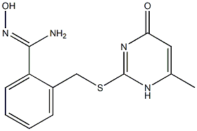 N'-hydroxy-2-{[(6-methyl-4-oxo-1,4-dihydropyrimidin-2-yl)sulfanyl]methyl}benzene-1-carboximidamide Struktur