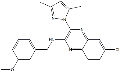 2-Quinoxalinamine,  6-chloro-3-(3,5-dimethyl-1H-pyrazol-1-yl)-N-[(3-methoxyphenyl)methyl]- Struktur