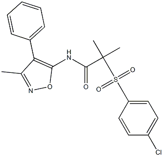 Propanamide,  2-[(4-chlorophenyl)sulfonyl]-2-methyl-N-(3-methyl-4-phenyl-5-isoxazolyl)- Struktur