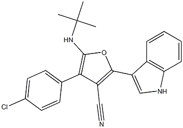 3-Furancarbonitrile,  4-(4-chlorophenyl)-5-[(1,1-dimethylethyl)amino]-2-(1H-indol-3-yl)- Struktur