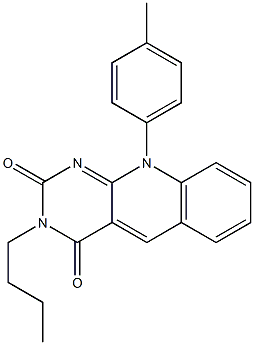 3-butyl-10-(4-methylphenyl)pyrimido[4,5-b]quinoline-2,4(3H,10H)-dione Struktur