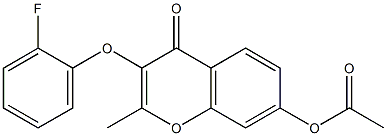 3-[(2-fluorophenyl)oxy]-2-methyl-4-oxo-4H-chromen-7-yl acetate Struktur