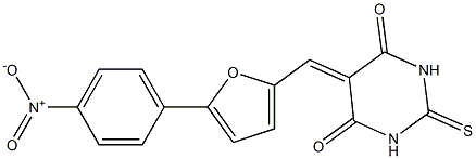 5-[(5-{4-nitrophenyl}-2-furyl)methylene]-2-thioxodihydro-4,6(1H,5H)-pyrimidinedione Struktur