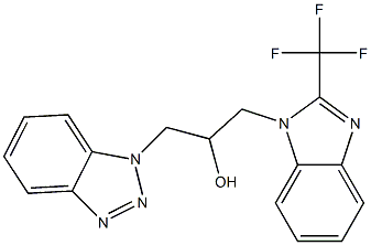 1-(1H-1,2,3-benzotriazol-1-yl)-3-[2-(trifluoromethyl)-1H-benzimidazol-1-yl]-2-propanol Struktur