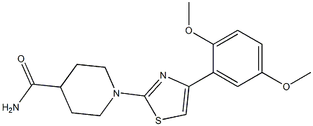 1-[4-(2,5-dimethoxyphenyl)-1,3-thiazol-2-yl]-4-piperidinecarboxamide Struktur