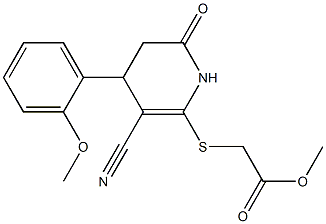 methyl {[3-cyano-4-(2-methoxyphenyl)-6-oxo-1,4,5,6-tetrahydro-2-pyridinyl]sulfanyl}acetate Struktur